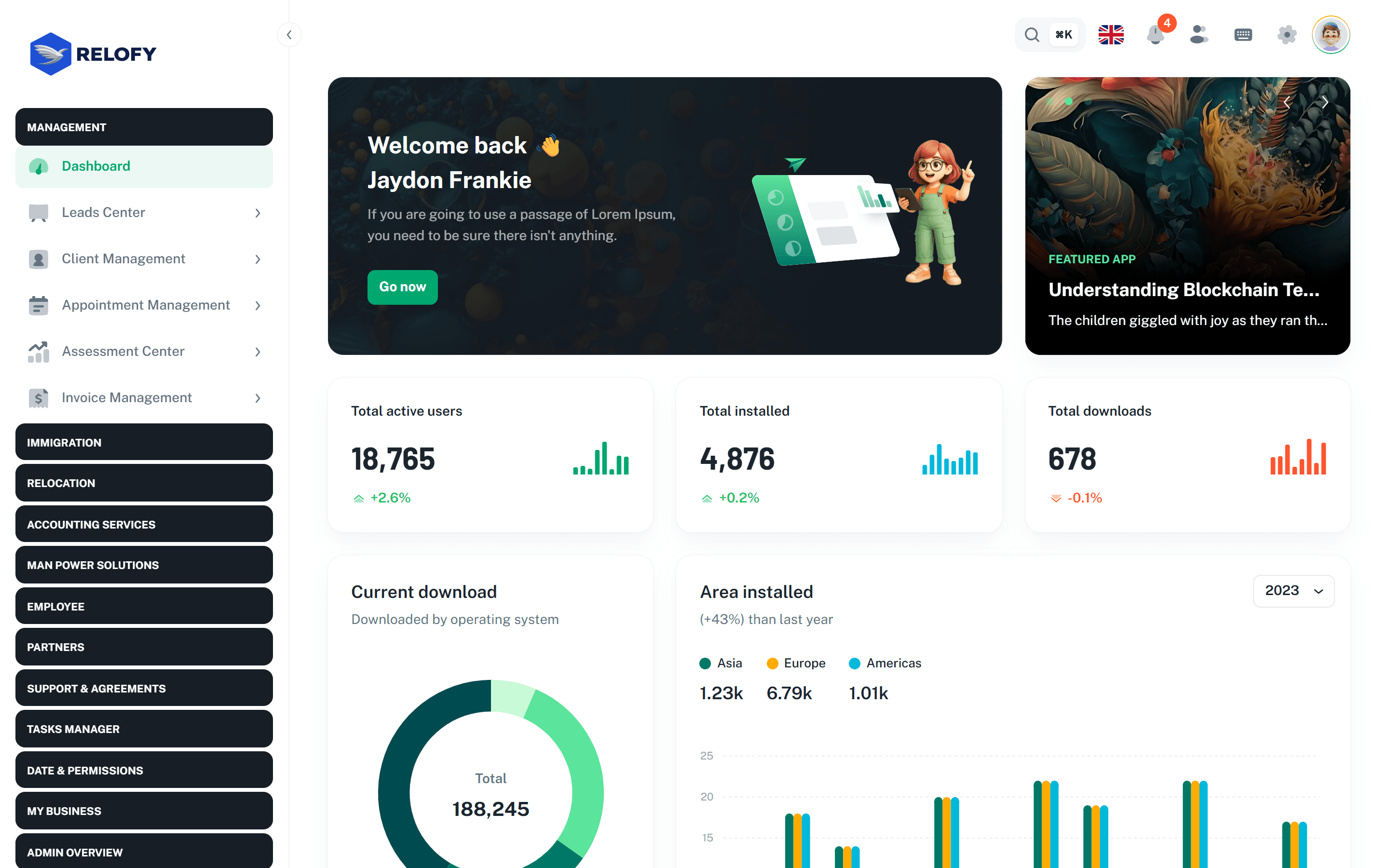 Relofy admin operations dashboard