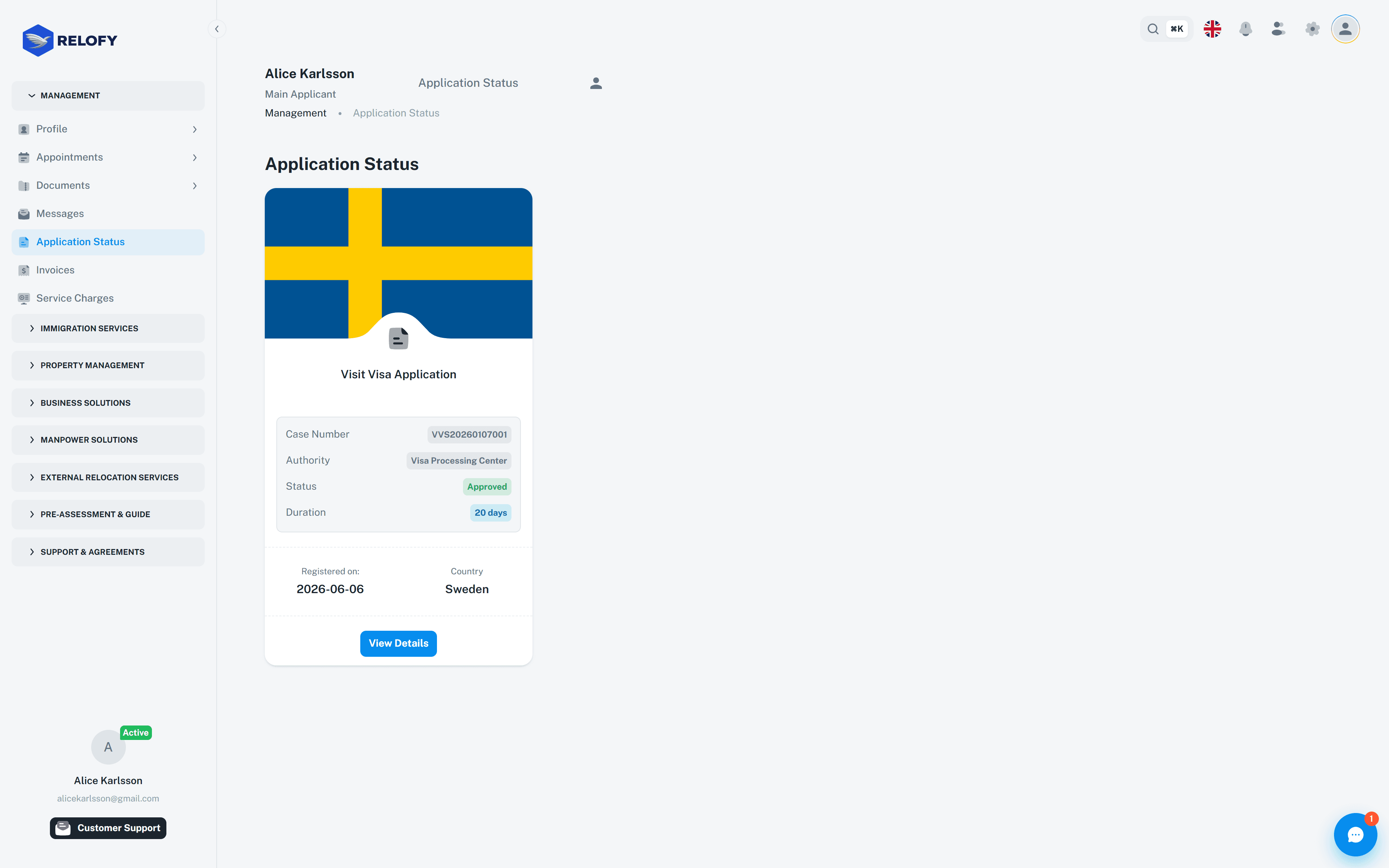 Client application status tracking